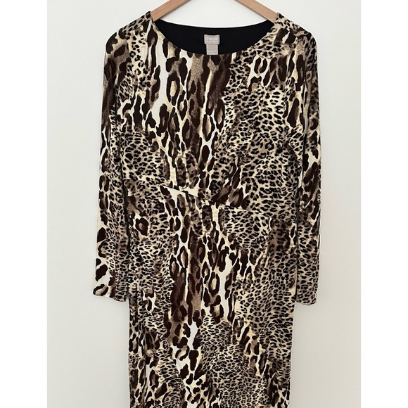 Chico's Black Label Leopard Print Wrap Dress sz 8 - Picture 3 of 12